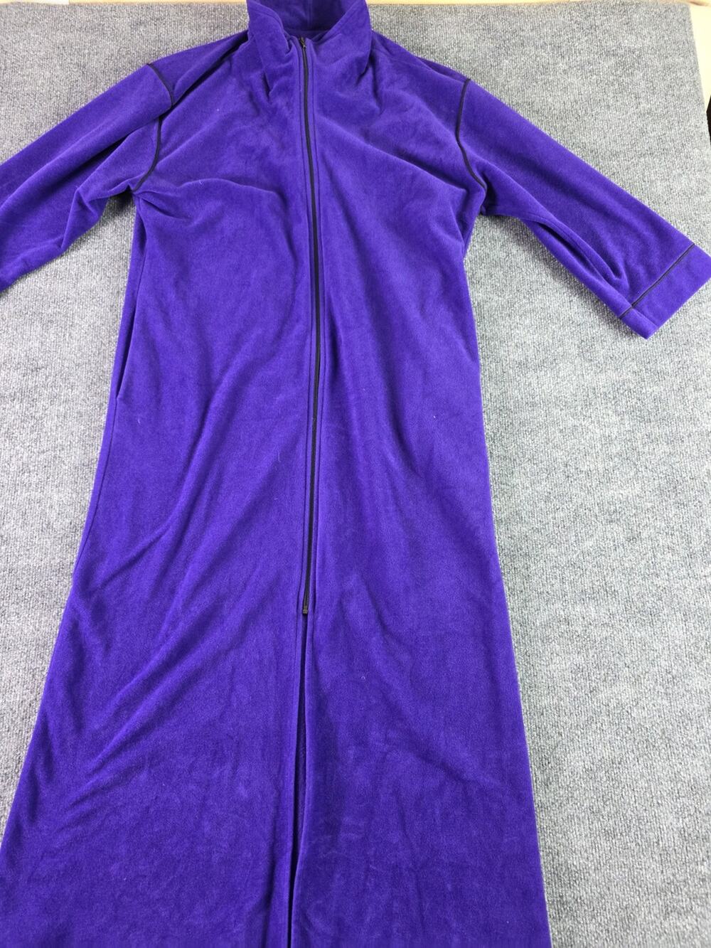 Vintage Vanity Fair Robe Velour House Coat Size Small Full Zip Purple Nightgown